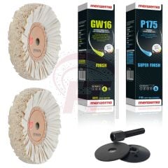 Polishing set "super-finish" Varnishes & Plastics | 5 parts for angle grinder | M14 adapter | 180 mm Varnish & Plastics